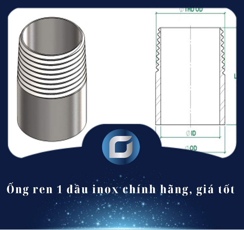 ống ren 1 đầu inox