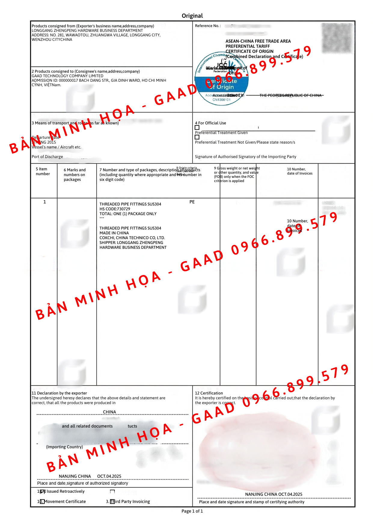 CO phụ kiện ren SUS304 GAAD