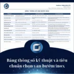 Bảng thông số kỹ thuật và tiêu chuẩn chọn van bướm inox - Công Ty TNHH Kỹ Thuật GAAD